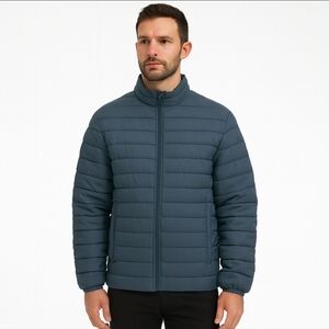 Jack & Jones JJERecycle Puffer Collar Jacket Men’s Gray Lightweight Coat M